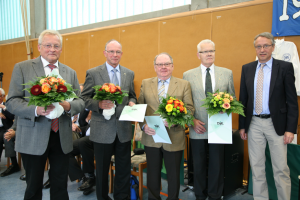 vlnr. Bernhard Masmeier, Werner Thiesbrummel, Horst Pollmeier, Karl Venne und Heinrich Westerbarkey